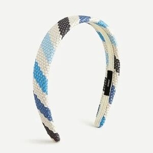 NWT J. Crew  Blue Striped Raffia  Headband